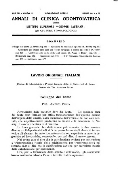 Annali di clinica odontoiatrica e dello Istituto superiore George Eastmann