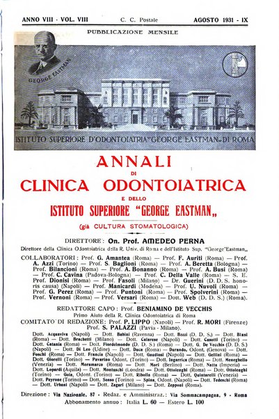 Annali di clinica odontoiatrica e dello Istituto superiore George Eastmann