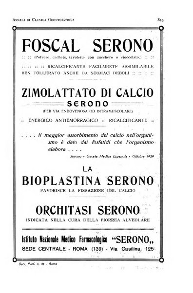 Annali di clinica odontoiatrica e dello Istituto superiore George Eastmann