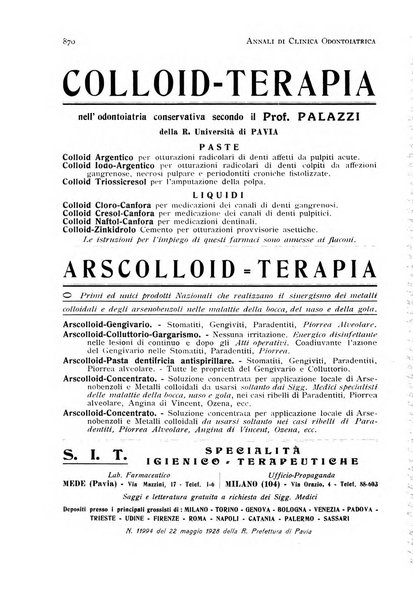 Annali di clinica odontoiatrica e dello Istituto superiore George Eastmann