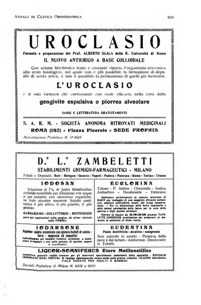 Annali di clinica odontoiatrica e dello Istituto superiore George Eastmann