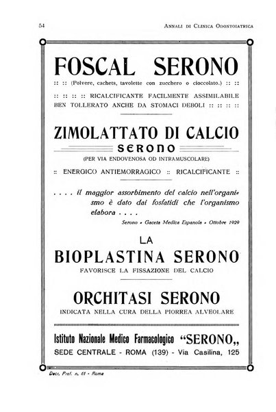 Annali di clinica odontoiatrica e dello Istituto superiore George Eastmann