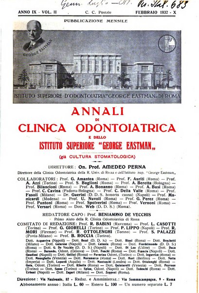 Annali di clinica odontoiatrica e dello Istituto superiore George Eastmann