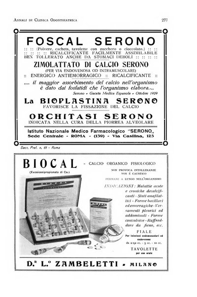 Annali di clinica odontoiatrica e dello Istituto superiore George Eastmann