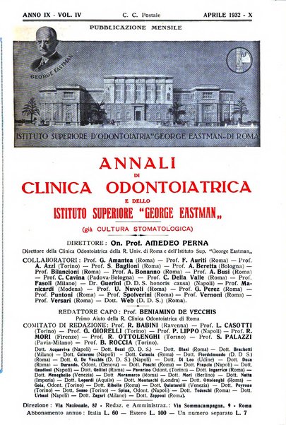 Annali di clinica odontoiatrica e dello Istituto superiore George Eastmann