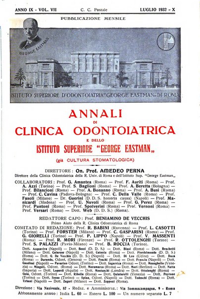 Annali di clinica odontoiatrica e dello Istituto superiore George Eastmann