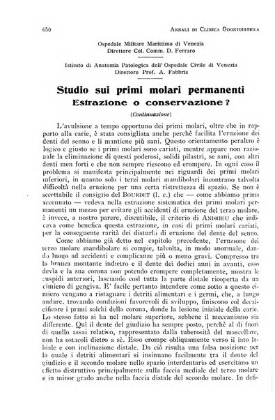 Annali di clinica odontoiatrica e dello Istituto superiore George Eastmann