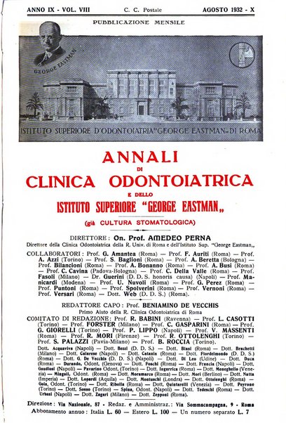 Annali di clinica odontoiatrica e dello Istituto superiore George Eastmann