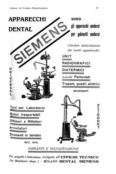 Annali di clinica odontoiatrica e dello Istituto superiore George Eastmann