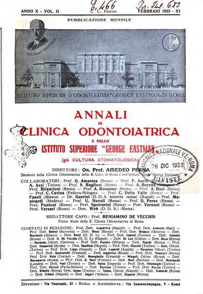 Annali di clinica odontoiatrica e dello Istituto superiore George Eastmann