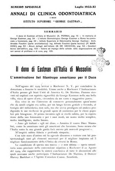 Annali di clinica odontoiatrica e dello Istituto superiore George Eastmann