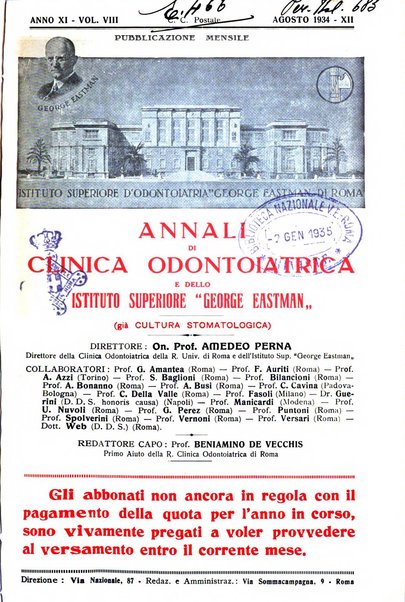 Annali di clinica odontoiatrica e dello Istituto superiore George Eastmann