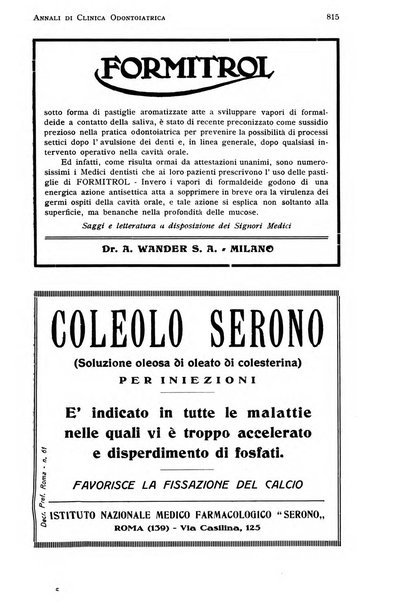 Annali di clinica odontoiatrica e dello Istituto superiore George Eastmann