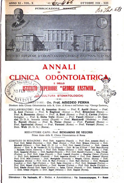 Annali di clinica odontoiatrica e dello Istituto superiore George Eastmann