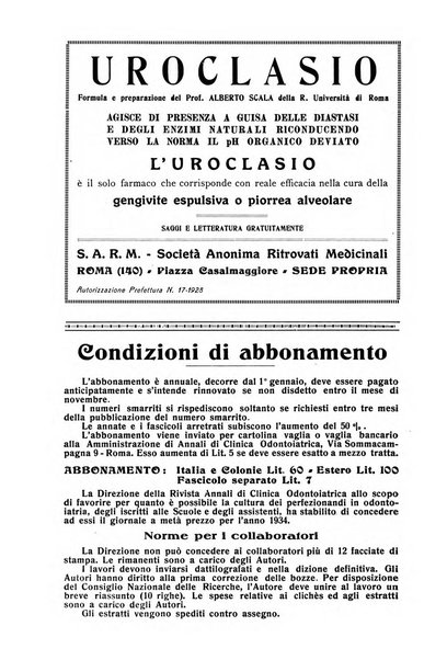 Annali di clinica odontoiatrica e dello Istituto superiore George Eastmann