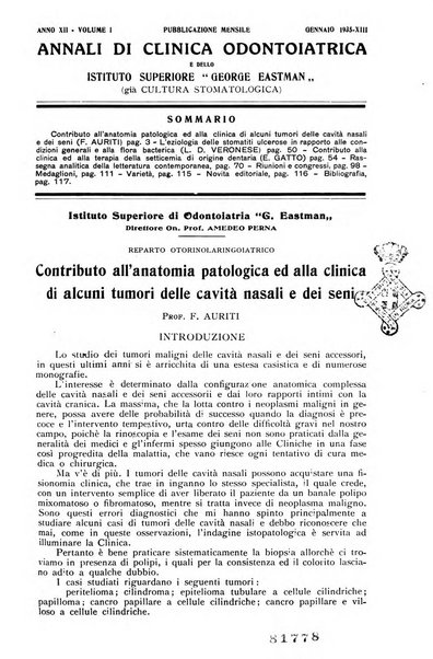 Annali di clinica odontoiatrica e dello Istituto superiore George Eastmann