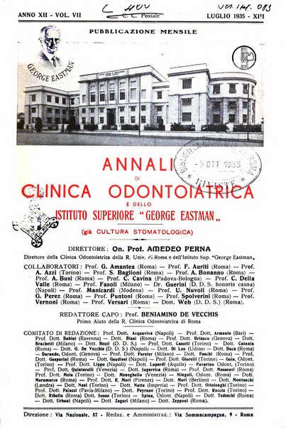 Annali di clinica odontoiatrica e dello Istituto superiore George Eastmann