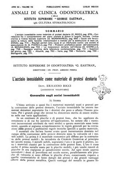 Annali di clinica odontoiatrica e dello Istituto superiore George Eastmann