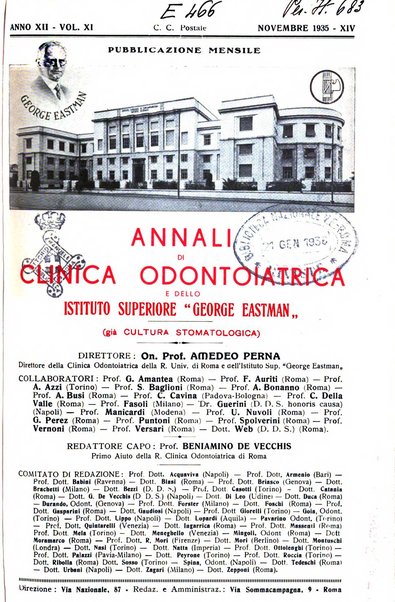 Annali di clinica odontoiatrica e dello Istituto superiore George Eastmann