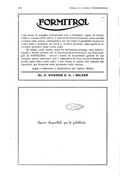 Annali di clinica odontoiatrica e dello Istituto superiore George Eastmann