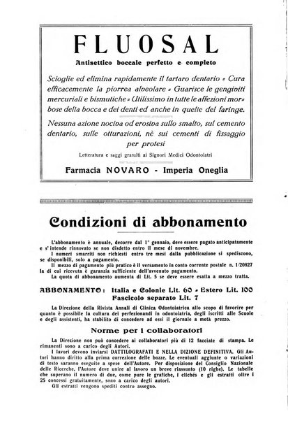 Annali di clinica odontoiatrica e dello Istituto superiore George Eastmann