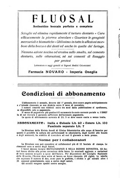 Annali di clinica odontoiatrica e dello Istituto superiore George Eastmann