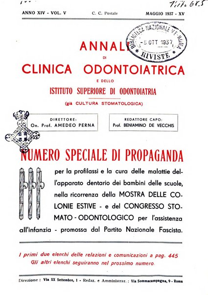 Annali di clinica odontoiatrica e dello Istituto superiore George Eastmann