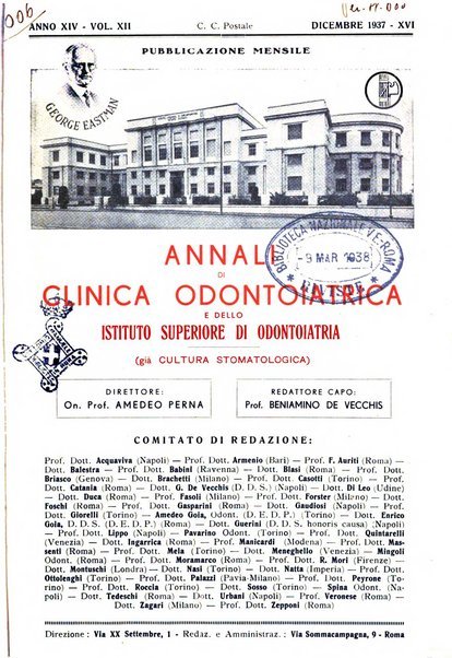 Annali di clinica odontoiatrica e dello Istituto superiore George Eastmann