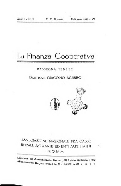 La finanza cooperativa rassegna mensile [della] Associazione nazionale fra Casse rurali, agrarie ed enti ausiliarii