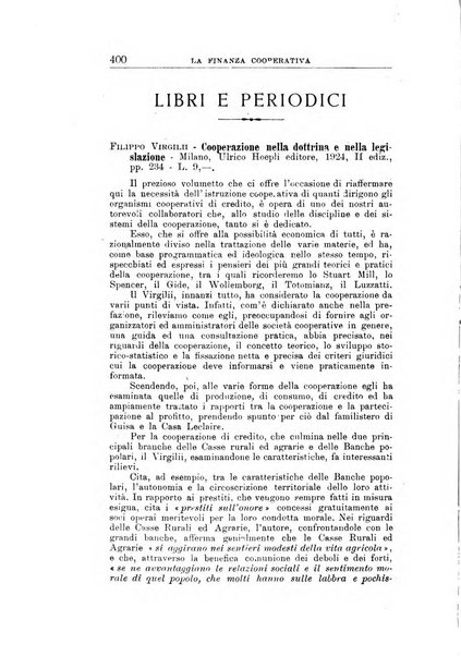 La finanza cooperativa rassegna mensile [della] Associazione nazionale fra Casse rurali, agrarie ed enti ausiliarii