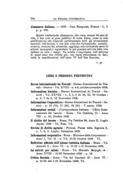 La finanza cooperativa rassegna mensile [della] Associazione nazionale fra Casse rurali, agrarie ed enti ausiliarii