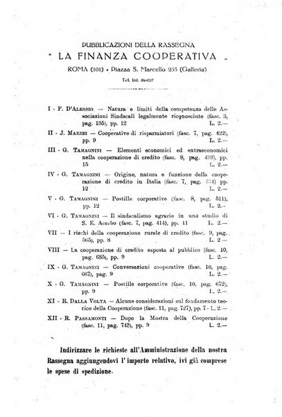 La finanza cooperativa rassegna mensile [della] Associazione nazionale fra Casse rurali, agrarie ed enti ausiliarii