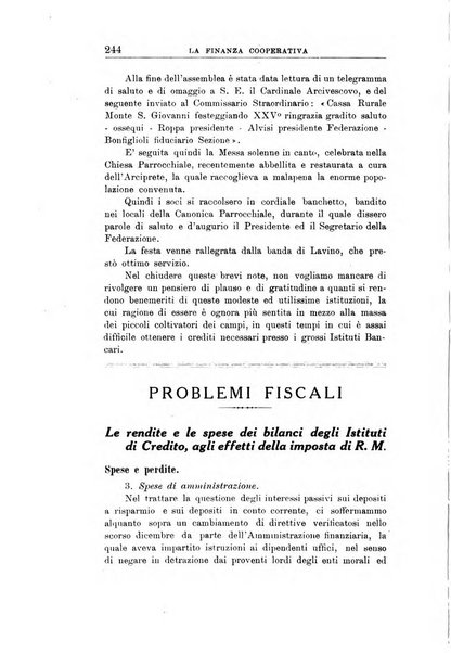 La finanza cooperativa rassegna mensile [della] Associazione nazionale fra Casse rurali, agrarie ed enti ausiliarii