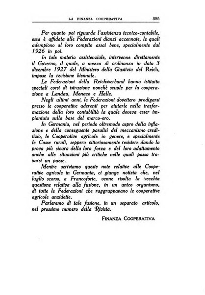 La finanza cooperativa rassegna mensile [della] Associazione nazionale fra Casse rurali, agrarie ed enti ausiliarii