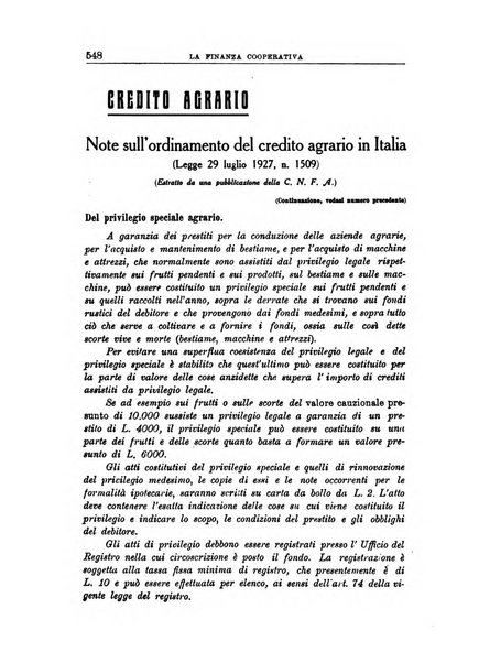 La finanza cooperativa rassegna mensile [della] Associazione nazionale fra Casse rurali, agrarie ed enti ausiliarii