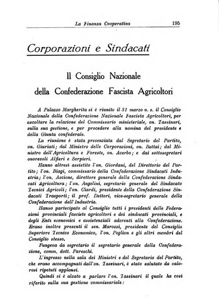 La finanza cooperativa rassegna mensile [della] Associazione nazionale fra Casse rurali, agrarie ed enti ausiliarii