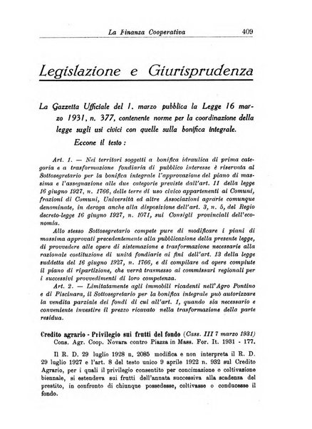 La finanza cooperativa rassegna mensile [della] Associazione nazionale fra Casse rurali, agrarie ed enti ausiliarii