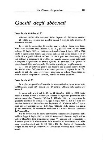 La finanza cooperativa rassegna mensile [della] Associazione nazionale fra Casse rurali, agrarie ed enti ausiliarii