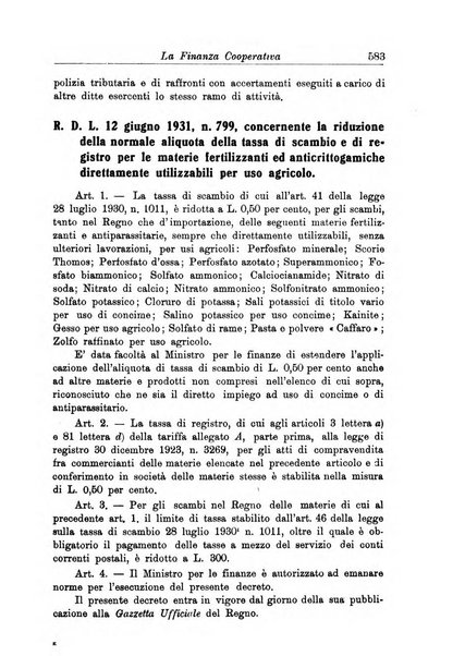 La finanza cooperativa rassegna mensile [della] Associazione nazionale fra Casse rurali, agrarie ed enti ausiliarii