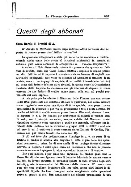 La finanza cooperativa rassegna mensile [della] Associazione nazionale fra Casse rurali, agrarie ed enti ausiliarii