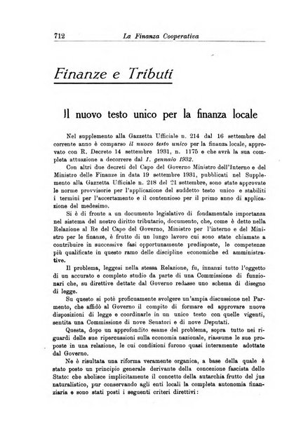 La finanza cooperativa rassegna mensile [della] Associazione nazionale fra Casse rurali, agrarie ed enti ausiliarii