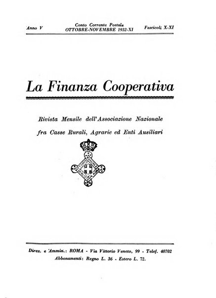 La finanza cooperativa rassegna mensile [della] Associazione nazionale fra Casse rurali, agrarie ed enti ausiliarii