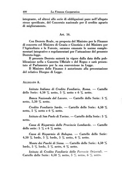 La finanza cooperativa rassegna mensile [della] Associazione nazionale fra Casse rurali, agrarie ed enti ausiliarii