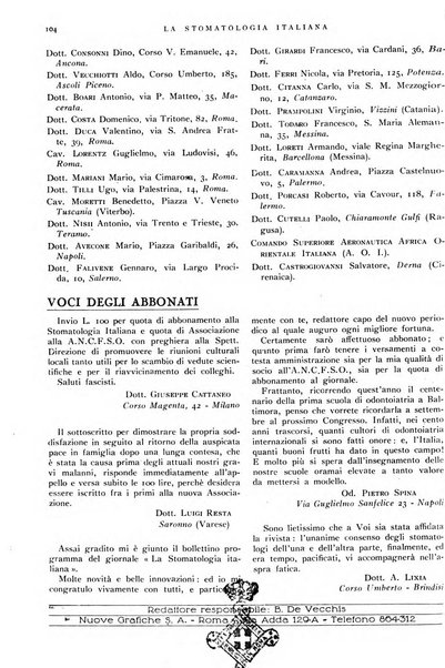 La stomatologia italiana organo ufficiale della Associazione nazionale culturale fascista stomato-odontologica