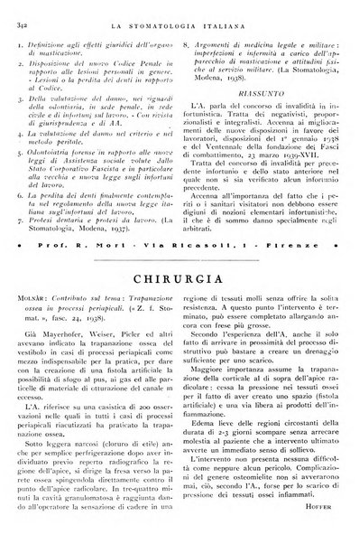 La stomatologia italiana organo ufficiale della Associazione nazionale culturale fascista stomato-odontologica