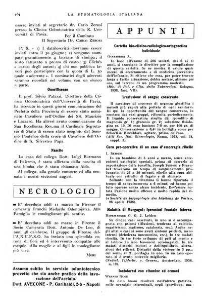 La stomatologia italiana organo ufficiale della Associazione nazionale culturale fascista stomato-odontologica