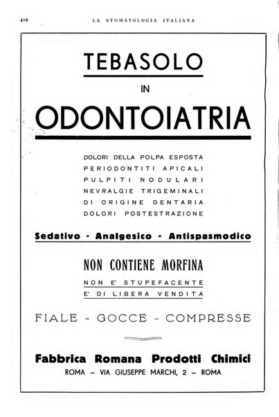 La stomatologia italiana organo ufficiale della Associazione nazionale culturale fascista stomato-odontologica