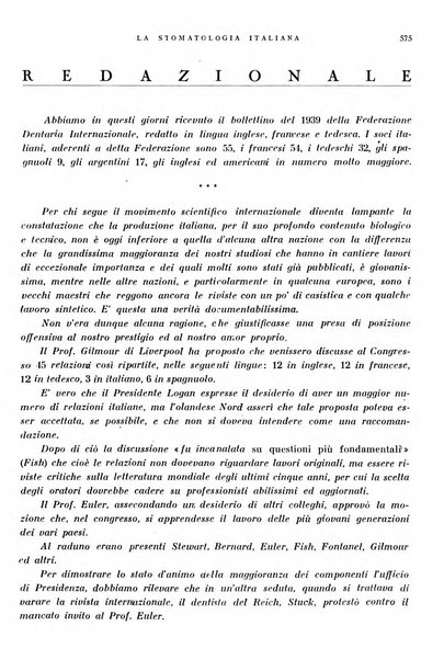 La stomatologia italiana organo ufficiale della Associazione nazionale culturale fascista stomato-odontologica