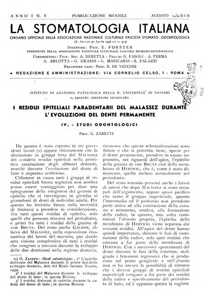 La stomatologia italiana organo ufficiale della Associazione nazionale culturale fascista stomato-odontologica