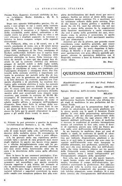 La stomatologia italiana organo ufficiale della Associazione nazionale culturale fascista stomato-odontologica